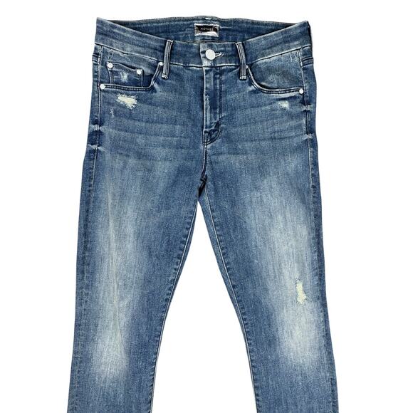 Mother The Looker in Graffiti Girl Blue Denim Jeans Zip Button 5 Pockets Size 26 - Picture 3 of 11